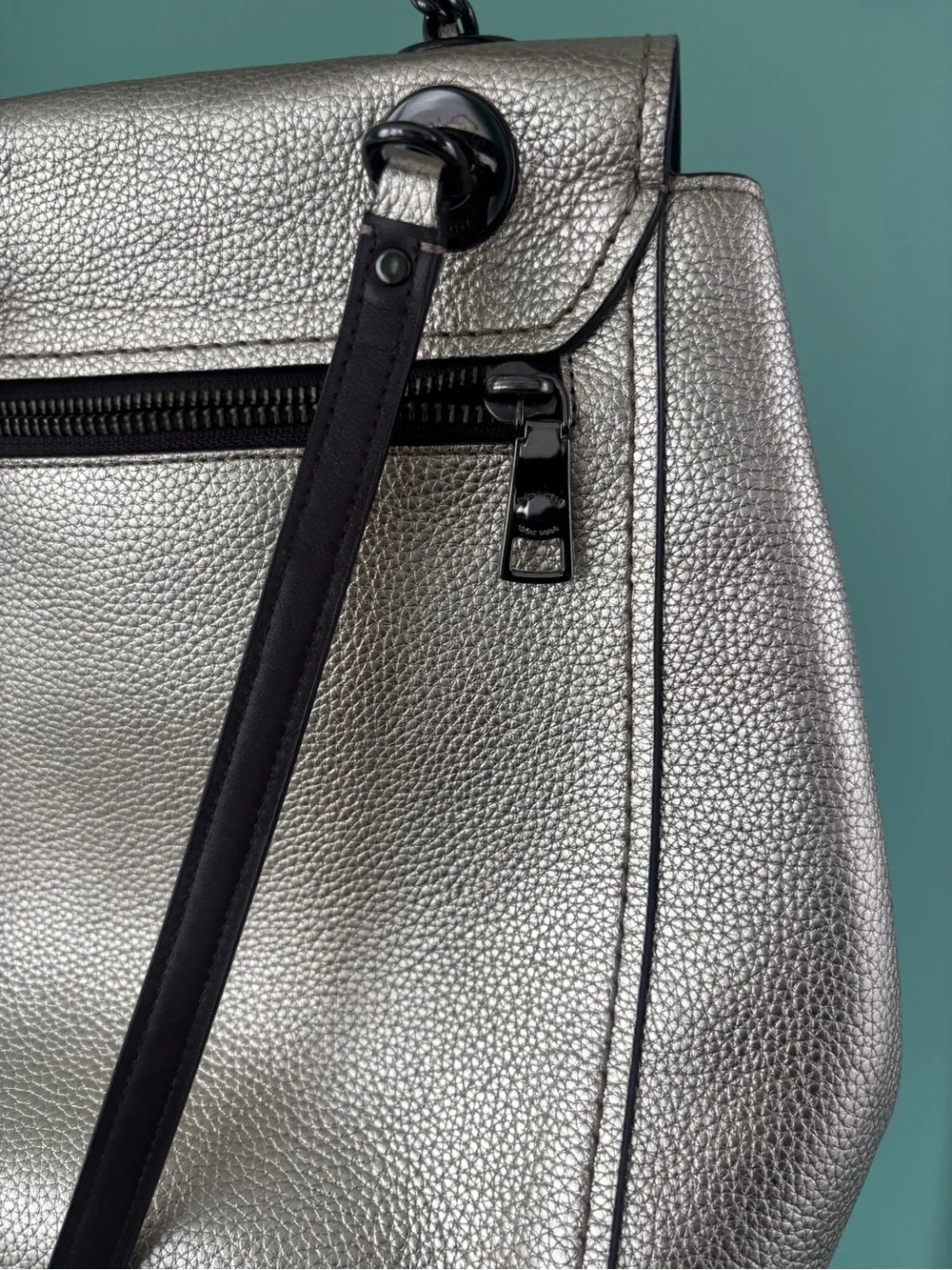 Coach Parker 18 Leather Convertible Backpack Purse Handbag in metallic color
